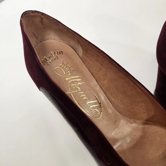 Vintage Leather Closed Toe Pumps Spain  Size 5 Wine Red - Picture 7 of 13